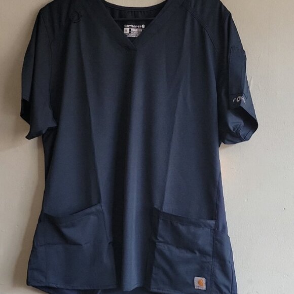 Women's XL Carhartt Dark Blue Short Sleeve Scrub Top Shirt Modern Fit v-neck - Picture 1 of 4